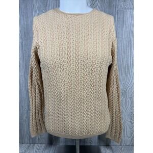 Vintage Wainscott Medium Cable Knitted Yellow Long Sleeve Sweater Mother Womens
